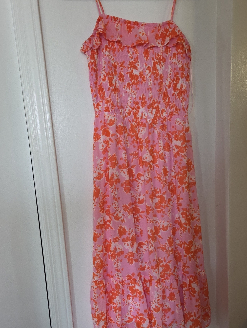 Sienna Sky Pink Dress with Orange Floral Trim